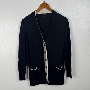 Escada Navy Virgin Wool Cardigan Sweater Size Small
